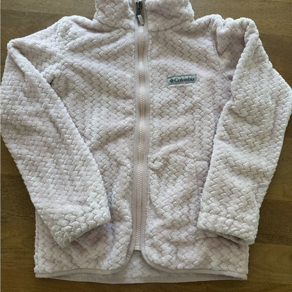 Columbia Fireside Girls Light Pink Textured Fleece Jacket - Picture 1 of 2